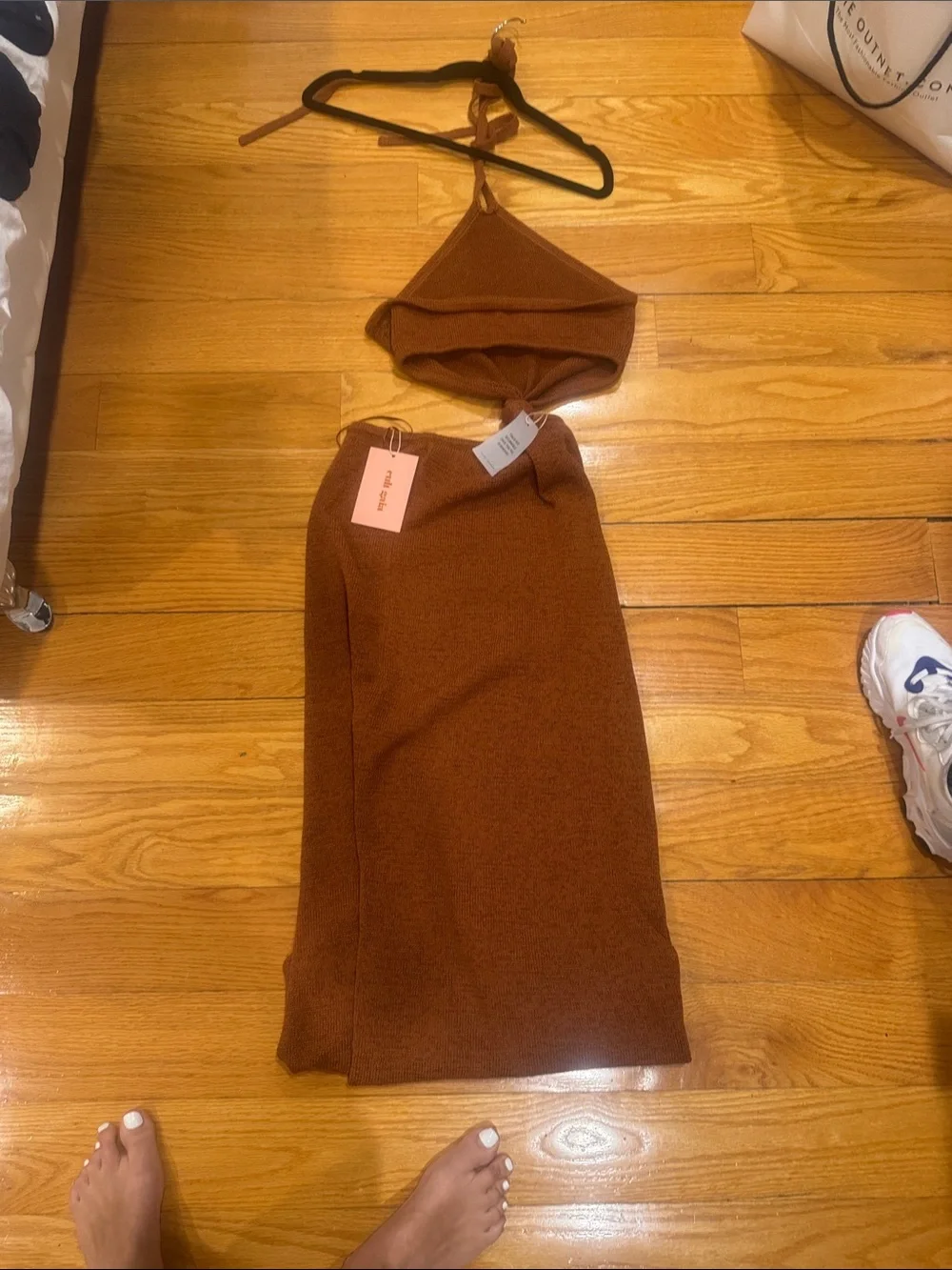 cult gaia Rust Brown Halter Cutout Midi Dress - Picture 5 of 7